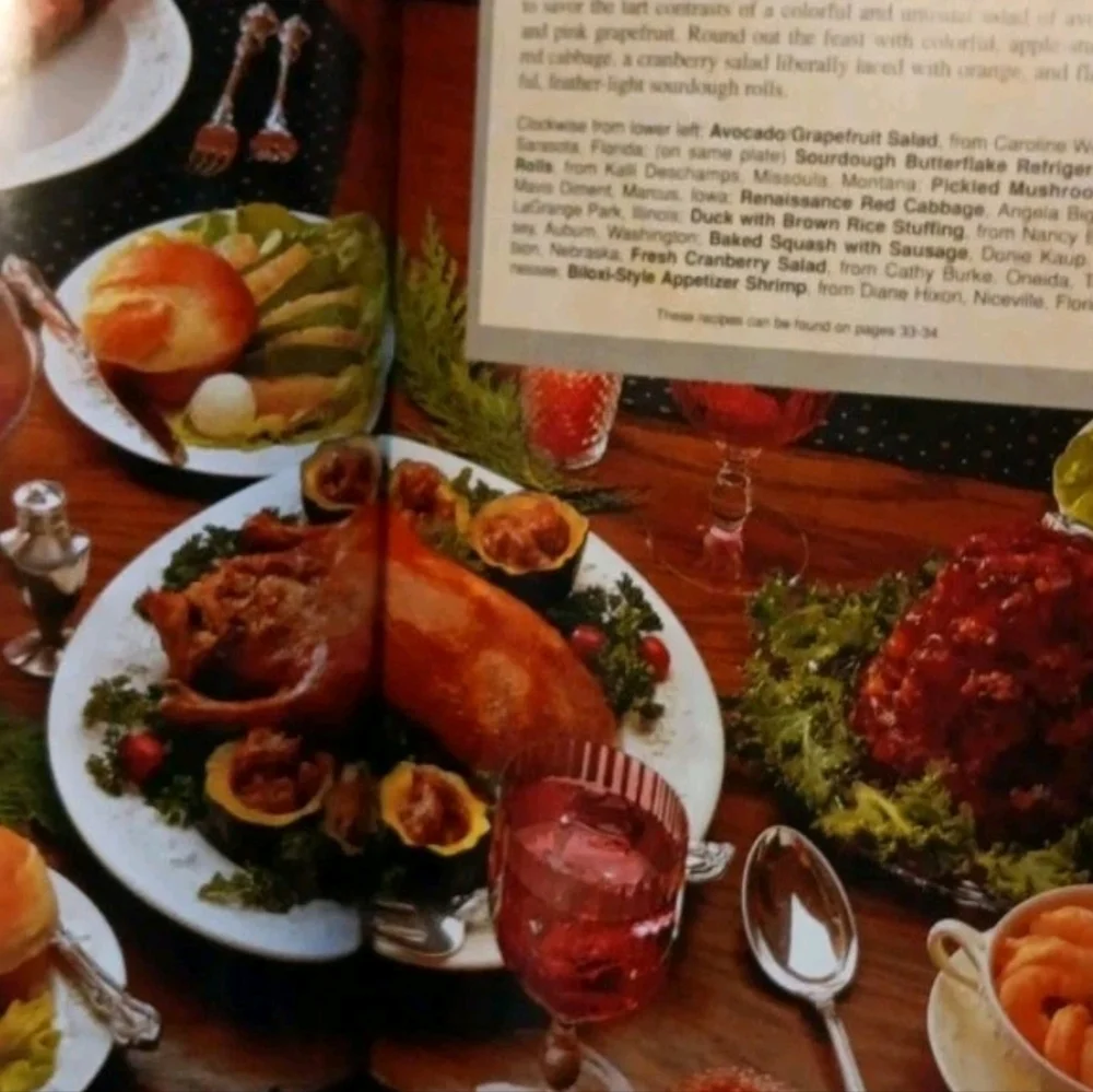 90s Cozy Vintage Christmas Hardcover Book Country Style Holiday Recipes & Crafts